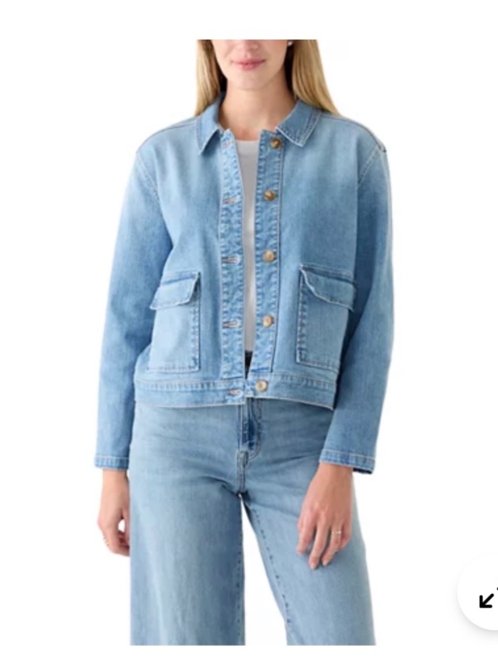 Wonderly Large Patch Pocket Denim Jacket in Riviera Wash